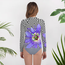 Load image into Gallery viewer, Youth Rash Guard - Purple Passion Flower Swim Shirt