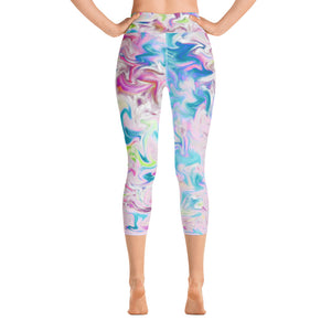 Yoga Capri Leggings - Pink Pastel Abstract