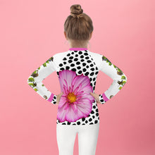 Load image into Gallery viewer, Kids Rash Guard- Crazy Funky Tree with Lots of Fun Animals and a Pink Flower