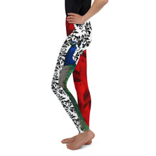 Load image into Gallery viewer, Youth Leggings - Peacock and Roses