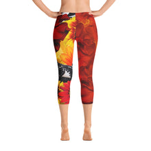 Load image into Gallery viewer, Capri Leggings - Chicken - Flowers - Red Flowers