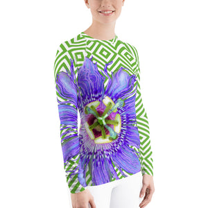 Women's Rash Guard - Tennis Shirt - Passion Flower - Running Shirt - UPF Shirt - Sun Shirt