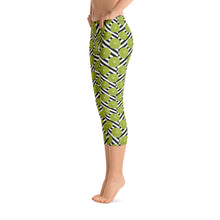 Load image into Gallery viewer, Green Lime with Zig Zags - Capri Leggings