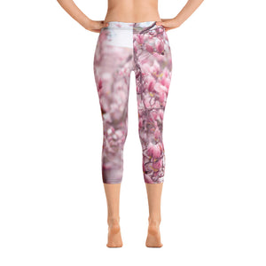 Capri Leggings - Japanese Magnolias - Saucer Magnolias - Jane Magnolias - Pink Flowers