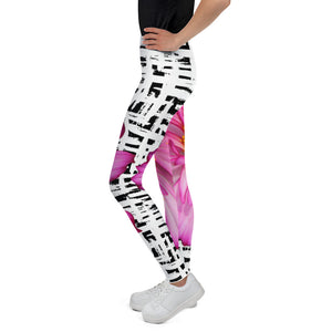 Youth Leggings - Pink Floral Print