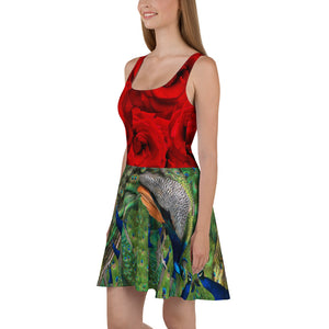 Skater Dress - Roses and Peacocks