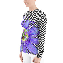 Load image into Gallery viewer, Women&#39;s Rash Guard - Passion Flower - Tennis Shirt - Running Shirt - UPF Shirt - Sun Shirt