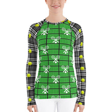 Load image into Gallery viewer, Women&#39;s Rash Guard - Tennis - Tennis Court - Tennis Balls - Tennis Fan - Tennis UPF Shirt