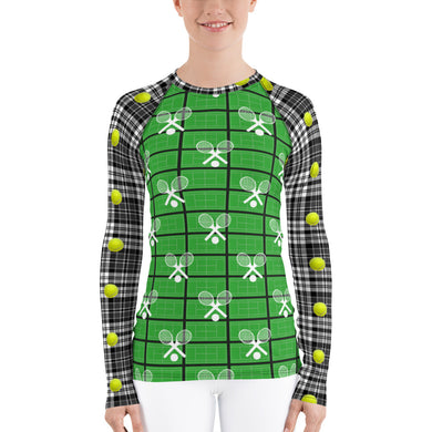 Women's Rash Guard - Tennis - Tennis Court - Tennis Balls - Tennis Fan - Tennis UPF Shirt