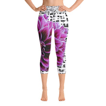 Load image into Gallery viewer, Yoga Capri Leggings - Purple Dahlia Bold Flower Print