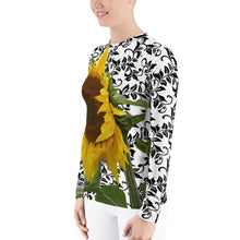 Load image into Gallery viewer, Women&#39;s Rash Guard - Sunflower - Sunflower Shirt - Sun Protection Shirt