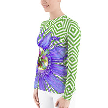 Load image into Gallery viewer, Women&#39;s Rash Guard - Tennis Shirt - Passion Flower - Running Shirt - UPF Shirt - Sun Shirt