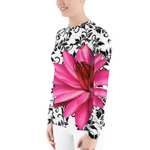 Load image into Gallery viewer, Women&#39;s Rash Guard - Water Lily - Pink Floral Shirt - UPF Shirt