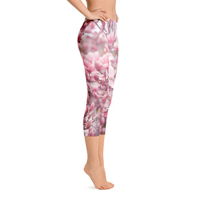 Capri Leggings - Japanese Magnolias - Saucer Magnolias - Jane Magnolias - Pink Flowers