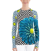 Load image into Gallery viewer, Neoturquoise - Turquoise Floral Shirt - Turquoise Floral UPF Shirt - Tennis Shirt