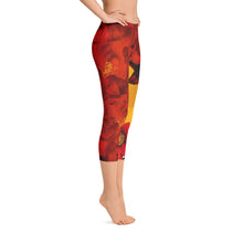 Load image into Gallery viewer, Capri Leggings - Chicken - Flowers - Red Flowers