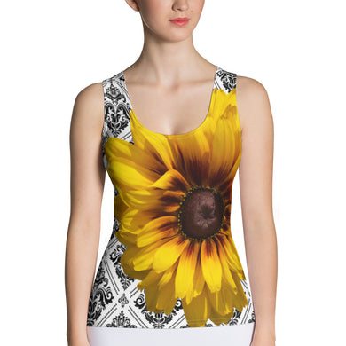 Sunflower Tank Top - Floral Tank Top - Yellow Flower Tank Top