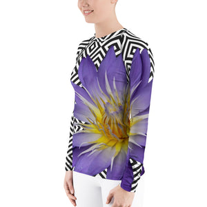 Women's Rash Guard - Purple Water Lily - Water Lily - Swim Shirt - UPF Shirt - Sun Shirt - Tennis Shirt