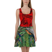 Load image into Gallery viewer, Skater Dress - Roses and Peacocks