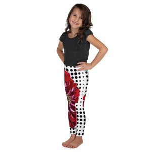 Kid's Leggings - Bold Red Flower Print