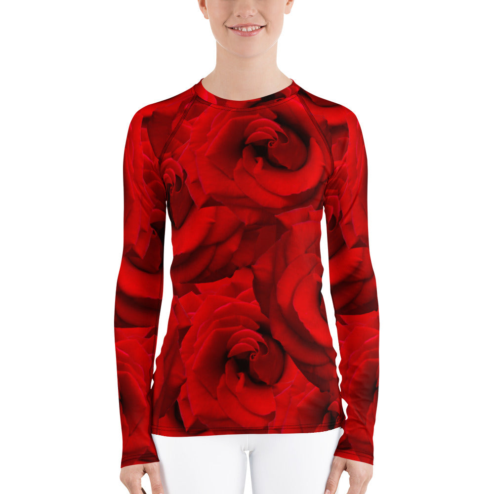 Women's Rash Guard - Red Roses - Valentine - Roses