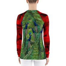 Load image into Gallery viewer, Women&#39;s Rash Guard - Peacocks and Roses