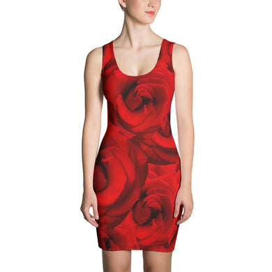 Fitted Tank Dress - Roses on the Front and Peacock on the Back