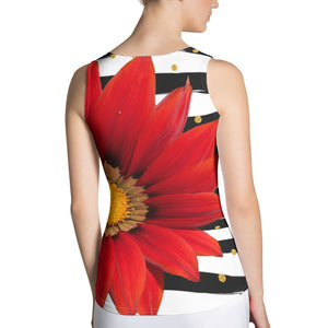 Red Flower Tank Top - Stripes - Striped Tank Top