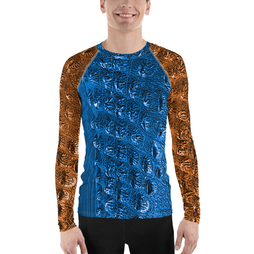 Men's Rash Guard - Orange and Blue Gator Skin