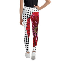 Load image into Gallery viewer, Youth Leggings - Bold Red Floral Print