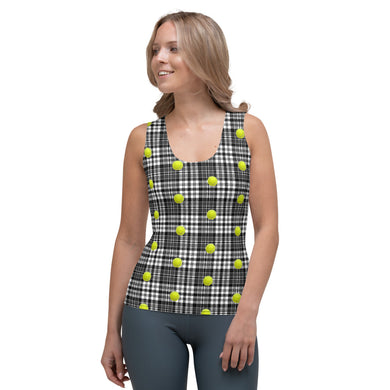 Sublimation Cut & Sew Tank Top - Tennis Balls - Plaid - Tank Top - Plaid Tank Top - Tennis Tank Top